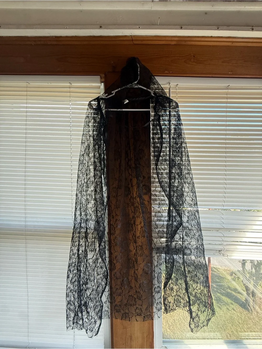 Black Lace Hooded Decorative Throw - Unbranded